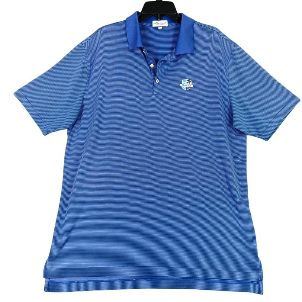 Peter Millar Summer Comfort Performance Polo Shirt Size XL Blue Striped Golf